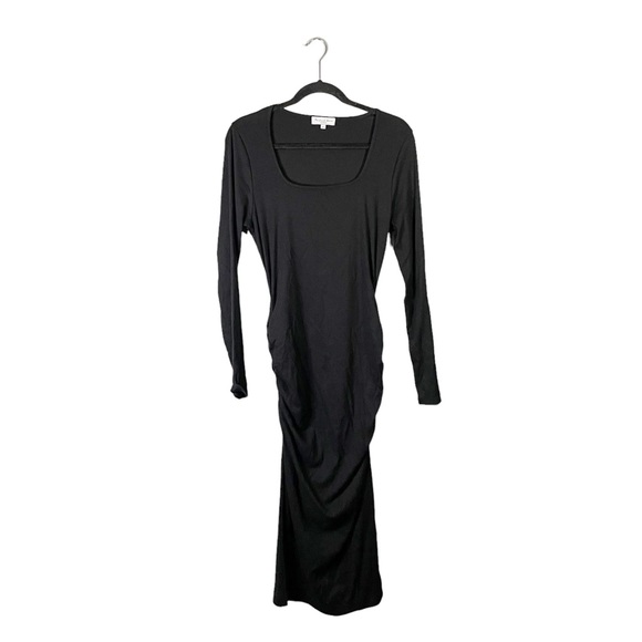 Michael Stars Dresses & Skirts - Michael Stars Black Ribbed Stretchy Fitted Long Sleeve Maternity Maxi Dress XL